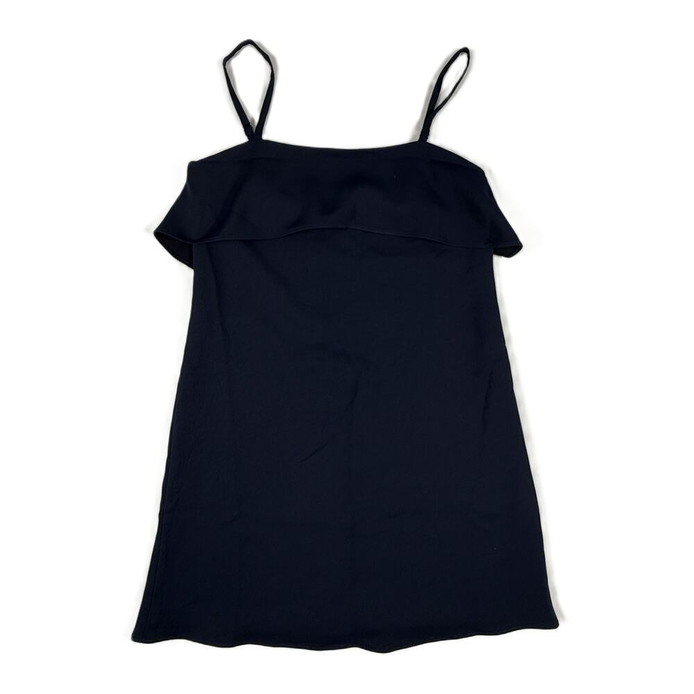 Alice + Olivia Ruffle Slip Dress Etta Navy Crepe Size XS Mini Dress